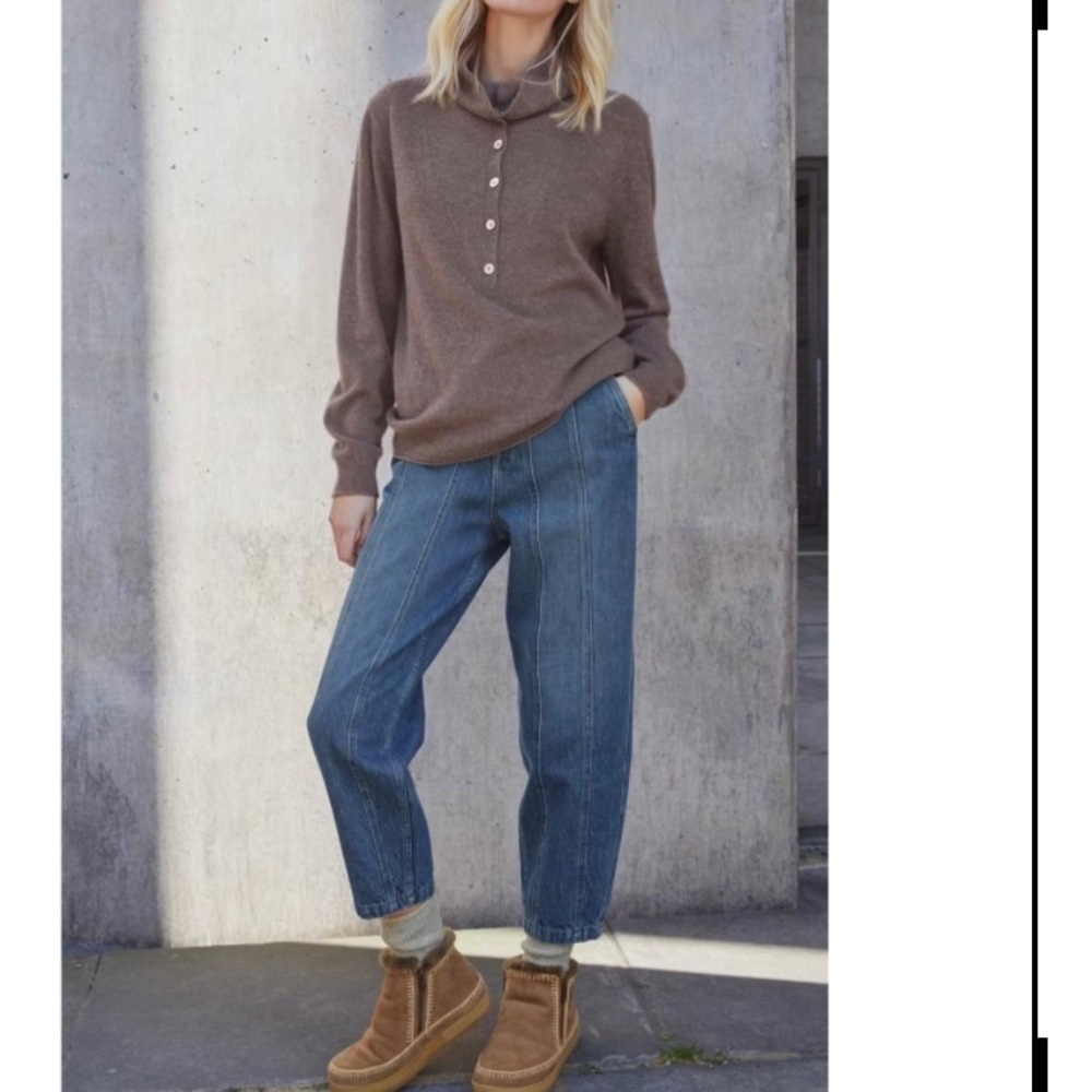 Wrap London Seam Detail Taper Jean Ankle Button Cuff‎ Pleat Size 8